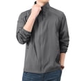 thumbnail image 2 of GrmtClth Mens Fashion Solid Color Stand Collar Zip Front Jacket Lightweight Casual Windbreaker Breathable Sun Protection Coat For Daily Outdoor Wear Dark Gray XL, 2 of 9