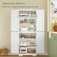 thumbnail image 5 of TEENFON 67” Storage Cabinet, Kitchen Pantry Cabinet with 4 Doors and Adjustable Shelves, Cupboard, Tall Bathroom Cabinets for Dinning Room, Living Room, White, 5 of 8