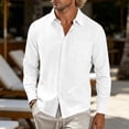 thumbnail image 2 of Thousandth Men Linen Long Sleeve Button Down Shirt Casual Plus Size Loose Fit Shirt Lightweight Tops Outdoor Work Shirts for Men, 2 of 8