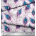 thumbnail image 3 of Soimoi Satin Silk Fabric Peacock Feather Decor Fabric Printed Yard 42 Inch Wide, 3 of 3