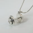 thumbnail image 2 of Sterling Silver 3D Dumbbell Pendant Necklace, 18" Chain, 2 of 2