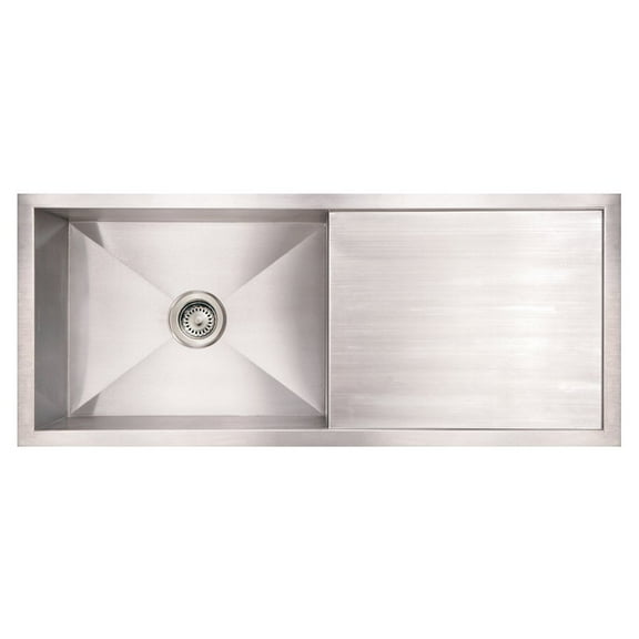 Whitehaus Brushed Stainless Steel Commercial Single Bowl Reversible Undermount Sink