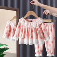 thumbnail image 4 of Conjunto de pijamas para bebés y niñas, ropa de dormir informal con estampado de corazón, Top de algodón y pantalones largos, ropa de estar por casa para otoño, 2023, 4 of 4