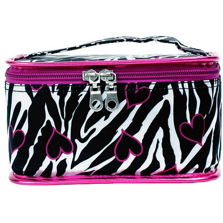 Printed Train Case-zebra Heart