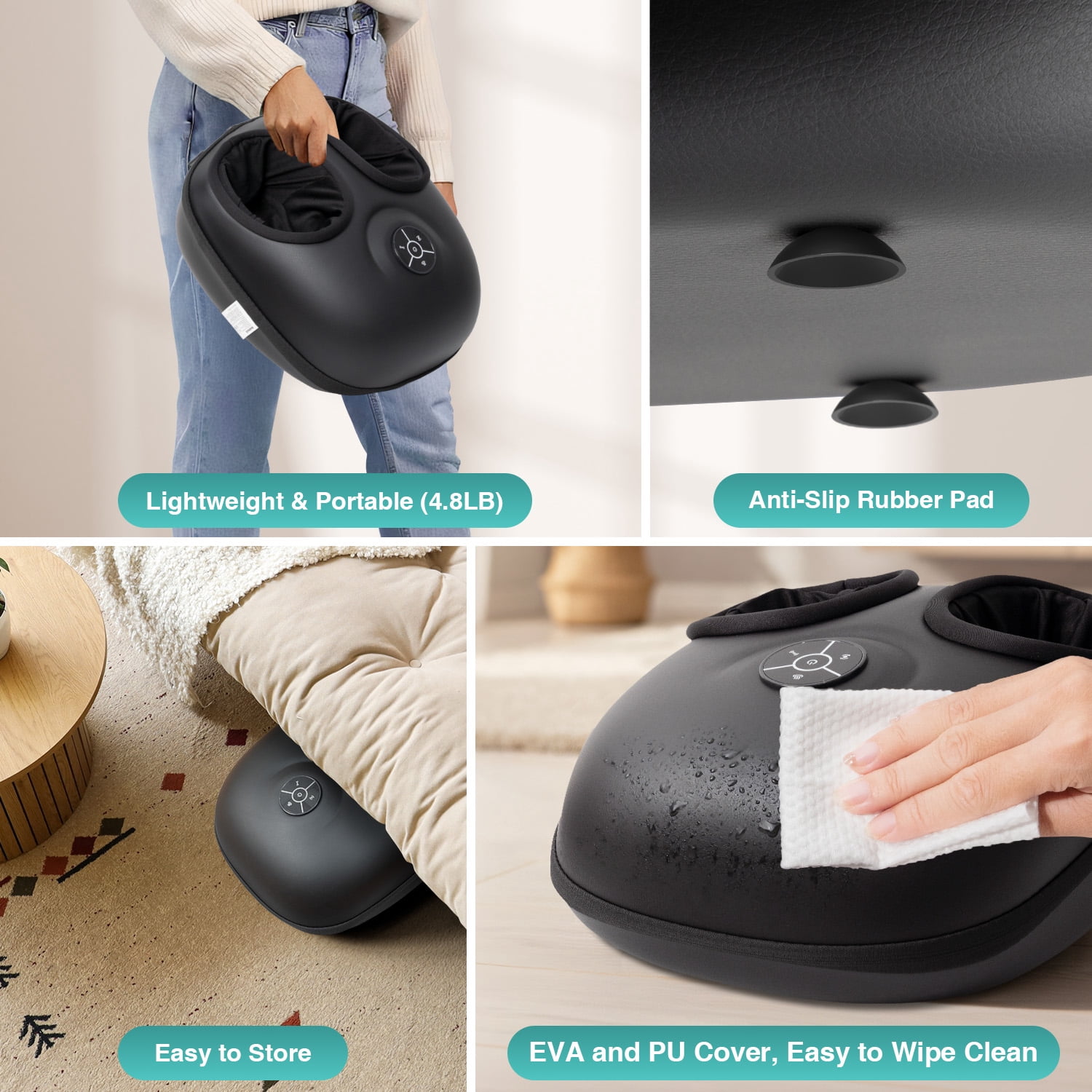 Nekteck Foot Massager with Heat, Air Compression, Deep Kneading, Rolling, Shiatsu Foot Massager Machine, Electric Feet Massage, 3 Modes, 15-Min Auto Shutoff, Fits Max US Size 13, Gifts for Women Men