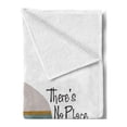 thumbnail image 2 of Travel Soft Flannel Fleece Throw Blanket, There's No Place Like Home Calligraphy with a Flamingo and a Camp Trailer, Cozy Plush for Indoor and Outdoor Use, 60" x 80", Multicolor, by Ambesonne, 2 of 5