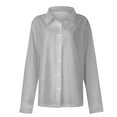 thumbnail image 5 of ManxiVoo Women's Casual Long Sleeve Button Down Shirt Solid Color Comfortable Everyday Wear Stylish Versatile Tops for Ladies S Size Mint Green, 5 of 7