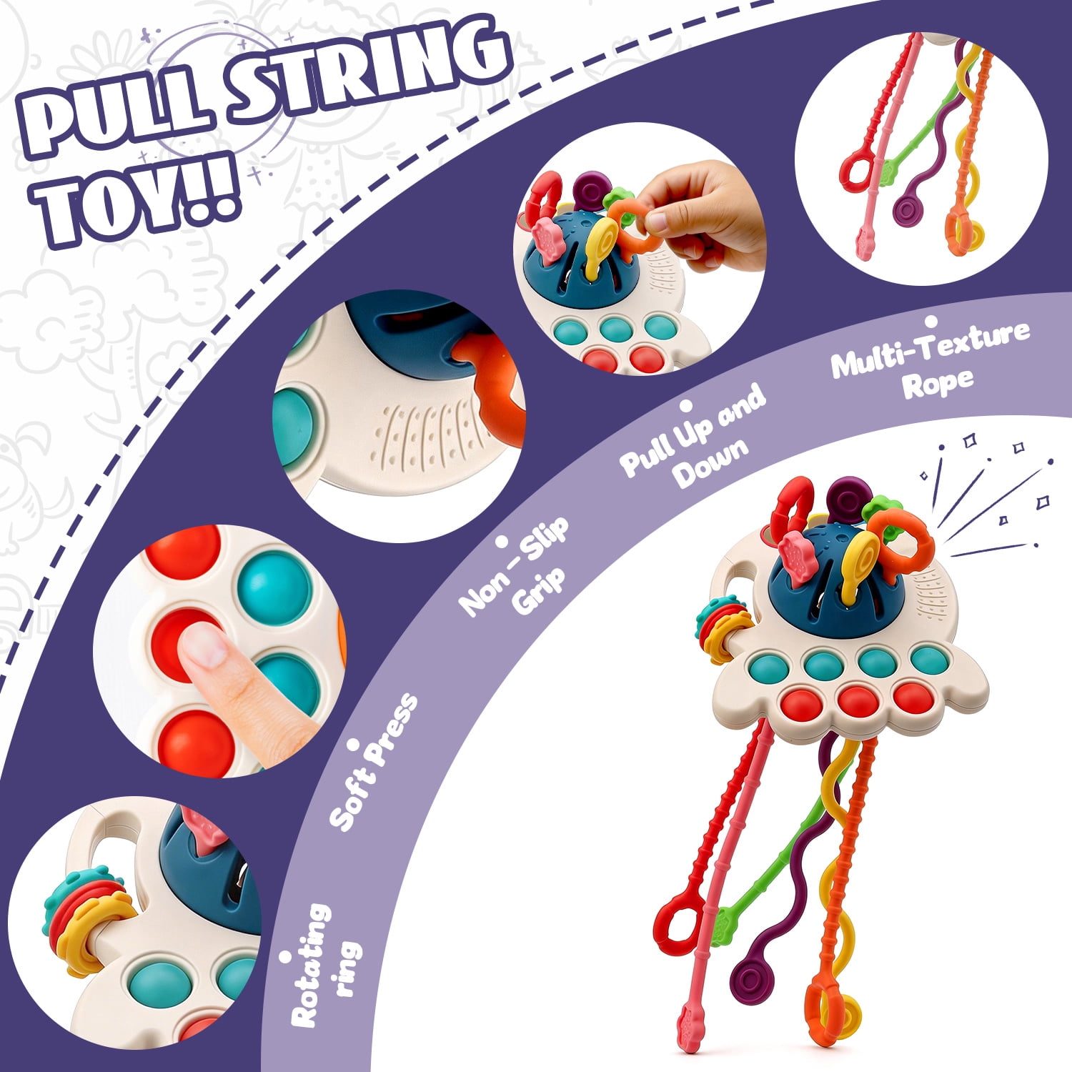 Caunedy 6 in 1 Montessori Toys for Baby 6-12 Months and Infant Toy for 1-3 Year Old.Early Learning Toys Set,First Baby Gift Set for Girl Boy