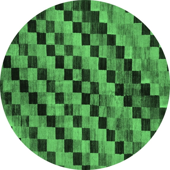Ahgly Company Indoor Round Oriental Emerald Green Modern Area Rugs, 3' Round