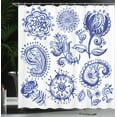 thumbnail image 4 of Ambesonne Paisley Shower Curtain, Watercolor Mandala, 69"Wx84"L, Navy Blue White, 4 of 5