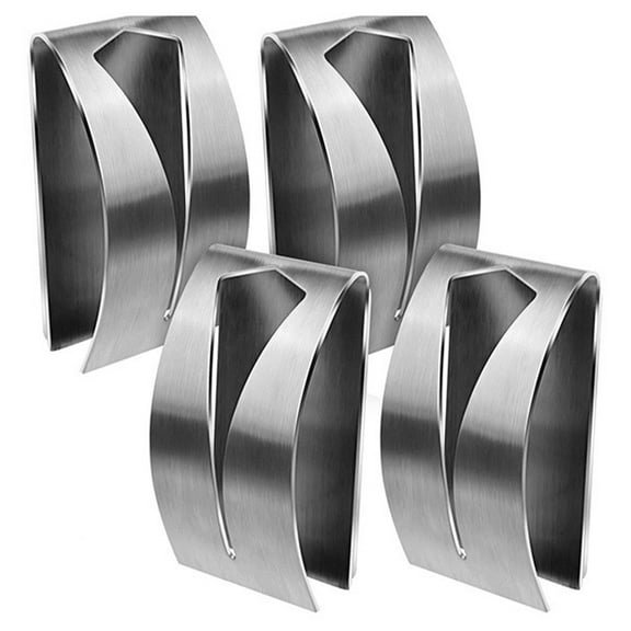 CARRFA 4PCS Self Adhesive Towel Hook Holder, Stainless Steel Kitchen Dish Towel Hook for Bathroom Kitchen Wall Door Hanging, Non Drilling Hangers Rack (Silver)