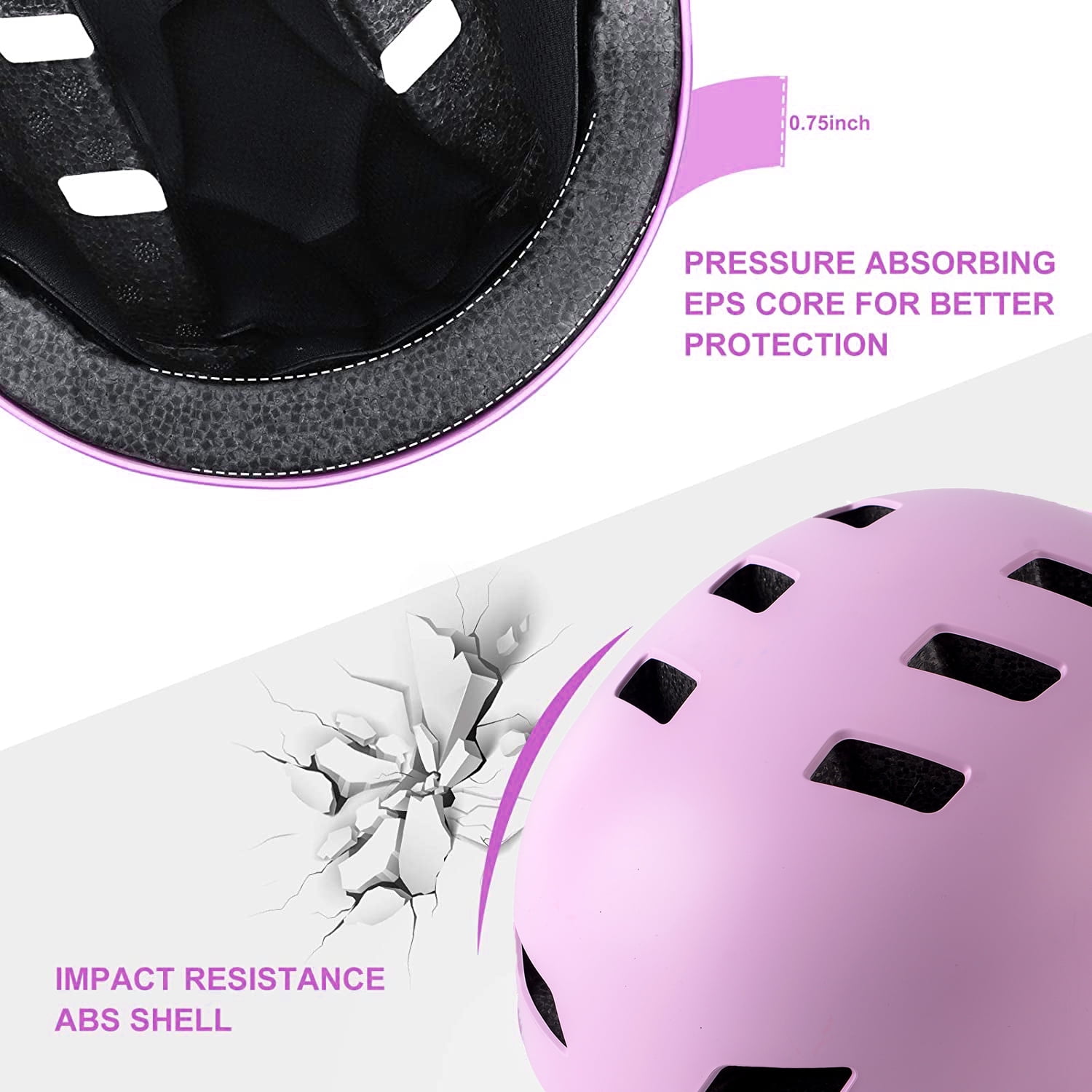 Rongbenyuan Kids Bike Helmet Toddler with Carry Bag, Multi-Sport for Scooter Skating Rollerblading,Pink (48-52cm)