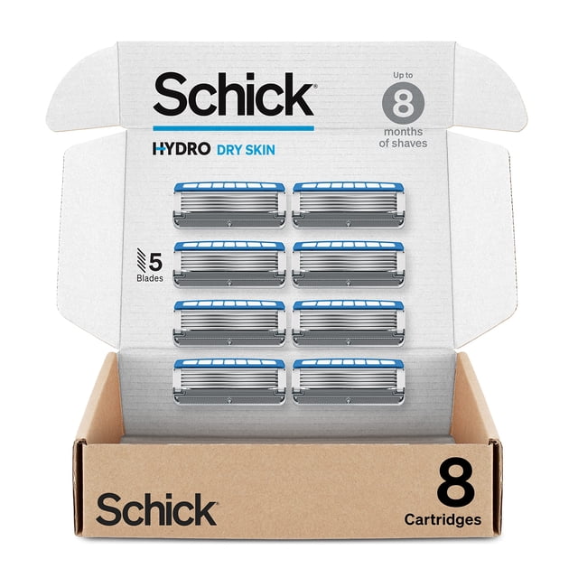 Recambios de afeitar Schick Hydro Dry Skin para hombre, 8 unidades