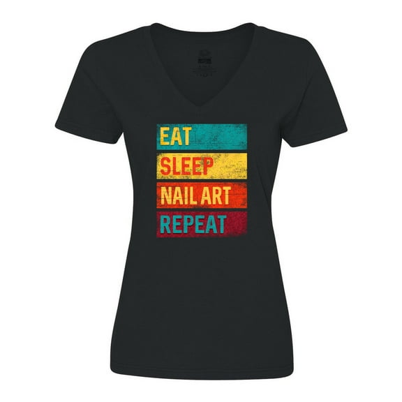 Inktastic Nail Tech Eat Sleep Nail Art Repeat Women's V-Neck T-Shirt