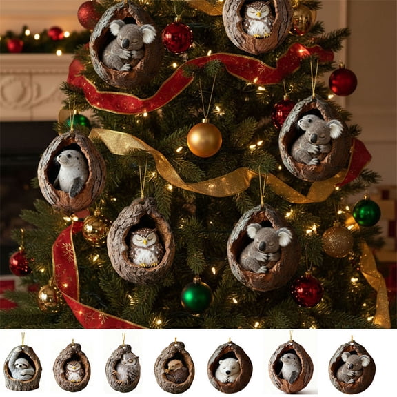 kcavykas Christmas Ornaments Christmas Holiday Acrylic Animal Ornament Forest Animals Print 3in Woodland Wildlife Hanging Decoration for Christmas Tree Rustic Souvenir Gift Tree Decor