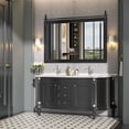 thumbnail image 7 of Hasipu 55"x36" Farmhouse Bathroom Mirror - Black Rustic Wood Framed Wall Mounted Mirror, Vintage Vanity Mirror with Barn Door Style for Bathroom Living Room Decor, 7 of 7