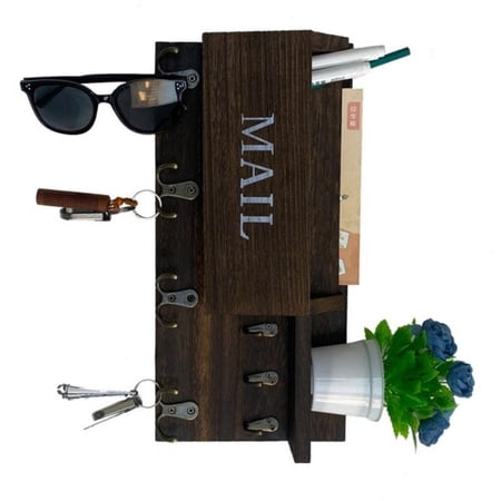 ANXPTIME Wooden Wall Mounted Mail And Key Organizer With Multiple Hooks For Home Use