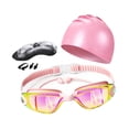 thumbnail image 3 of Juego de 5 piezas de gafas y gorro de natación para hombres, mujeres y adultos. Gafas de natación para piscina. Rosa, 3 of 8