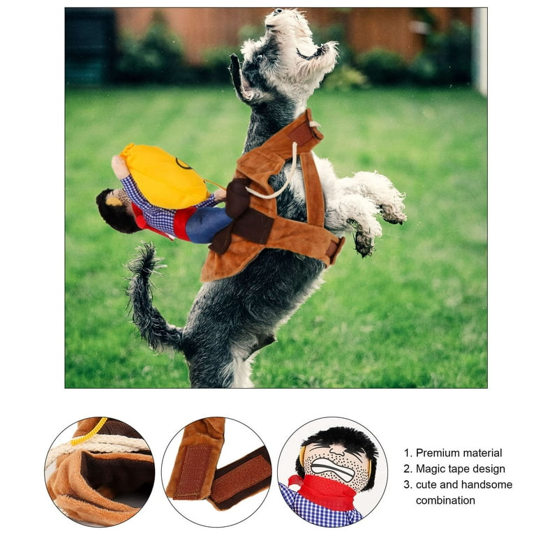 Spencer New Cowboy Rider Dog Costume for Dogs Clothes Knight Style with Doll and Money Purse for Halloween Christmas Pet Costume Size XL