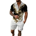 thumbnail image 3 of Fimkaul Mens Summer 2 Piece Outfits Short Sets 3D Suit Shorts Beach Tropical HawaiianSS Body Sports Shorts Suit Sports Suit Short Sleeve Tracksuits White L, 3 of 4
