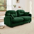 thumbnail image 4 of FFH Loveseat Sofa, 74" Cloud Sectional Couches for Living Room, Tufted 2-Seat Chenille Sofa with 2 Pillows, Wooden Base, Green, 4 of 14