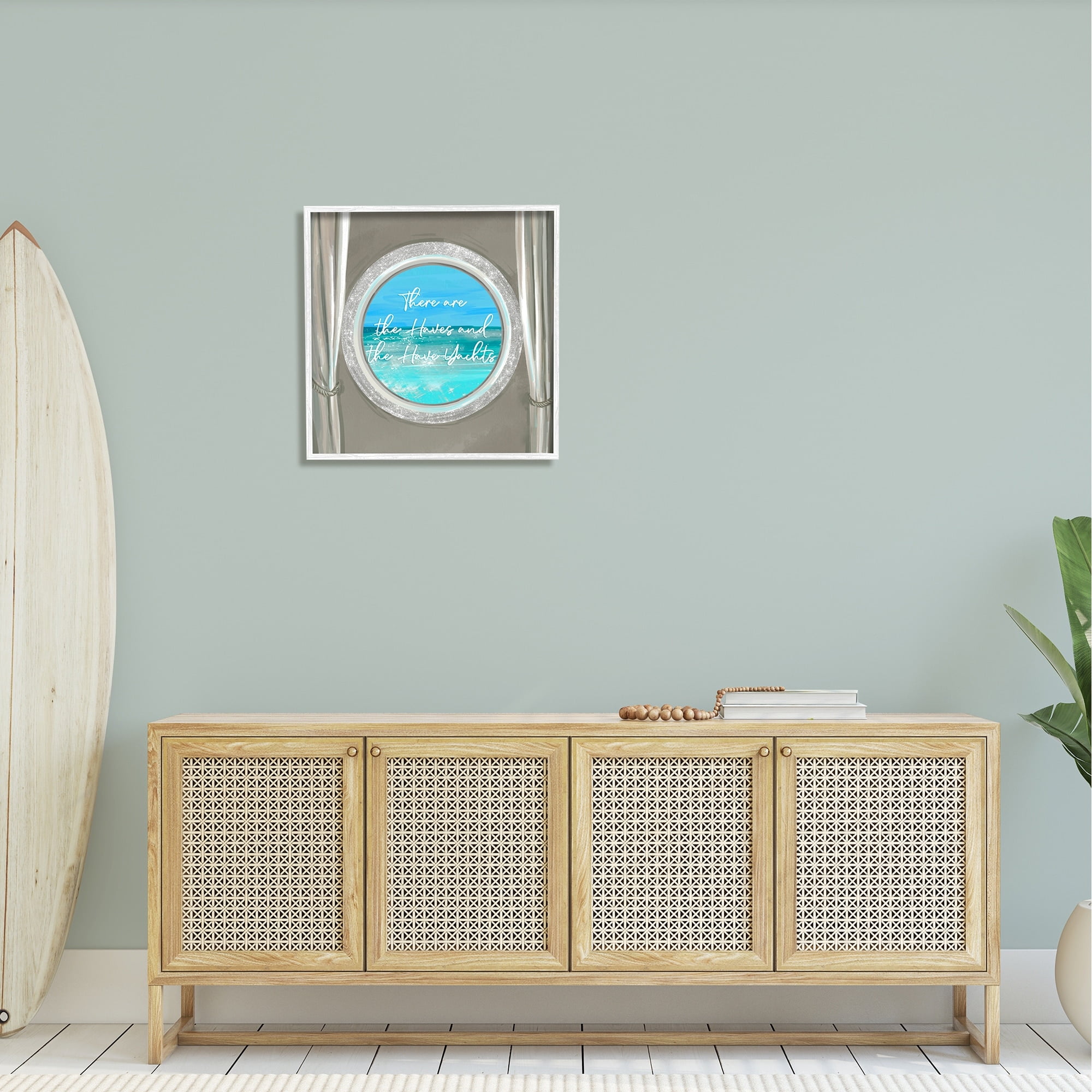 Stupell Industries Haves & Have Yachts Bling Boat Porthole View Graphic Art White Framed Art Print Wall Art, Design by Ziwei Li