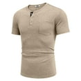 thumbnail image 4 of COOFANDY Men Short Sleeve Casual T Shirt Basic Solid Button Henley Daily Shirt with Pocket, 4 of 9