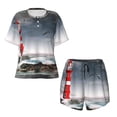 thumbnail image 4 of Lsque 3d Lighthouse in the Surf Women's Short-Sleeved Pajama Set - 2 Piece Soft and Lightweight Sleepwear Set-Medium, 4 of 9