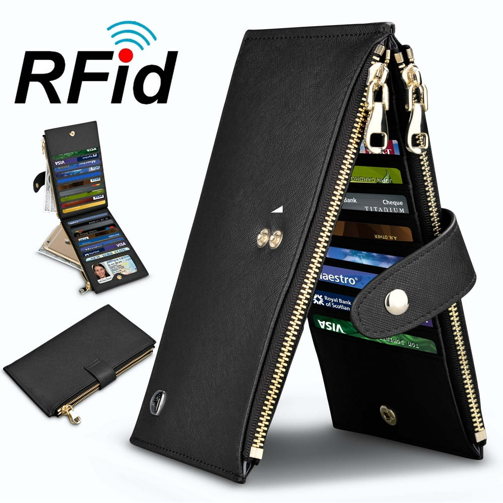 Njjex Genuine Leather Womens Walllet RFID Blocking Bifold