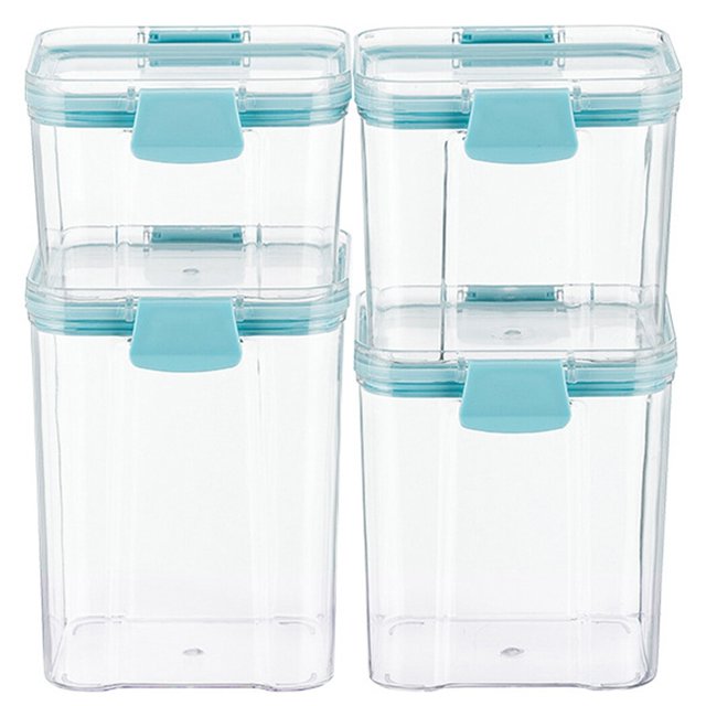 Contenedores de almacenamiento de alimentos, recipientes de plástico para despensa, bote de cocina con tapa, 4 Uds.