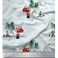 thumbnail image 1 of Soimoi Poly Georgette Fabric Snowman,Santa & Tree Christmas Printed Craft Fabric by the Yard 42 Inch Wide, 1 of 1