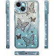 thumbnail image 4 of Magnetic for iPhone 14 Case 6.1", Cute Butterfly Pattern, Glitter Bling Diamond Edge Sparkly Cover Screen Protector Gradient Phone Case Camera Protection for Girls Women -Blue, 4 of 12