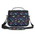 thumbnail image 2 of Dinosaur and Geometric Navy Blue Insulated Lunch Box for Women Men, Medium Leakproof Cooler Bag with Adjustable Strap, 10"x6.7"x8", 2 of 6