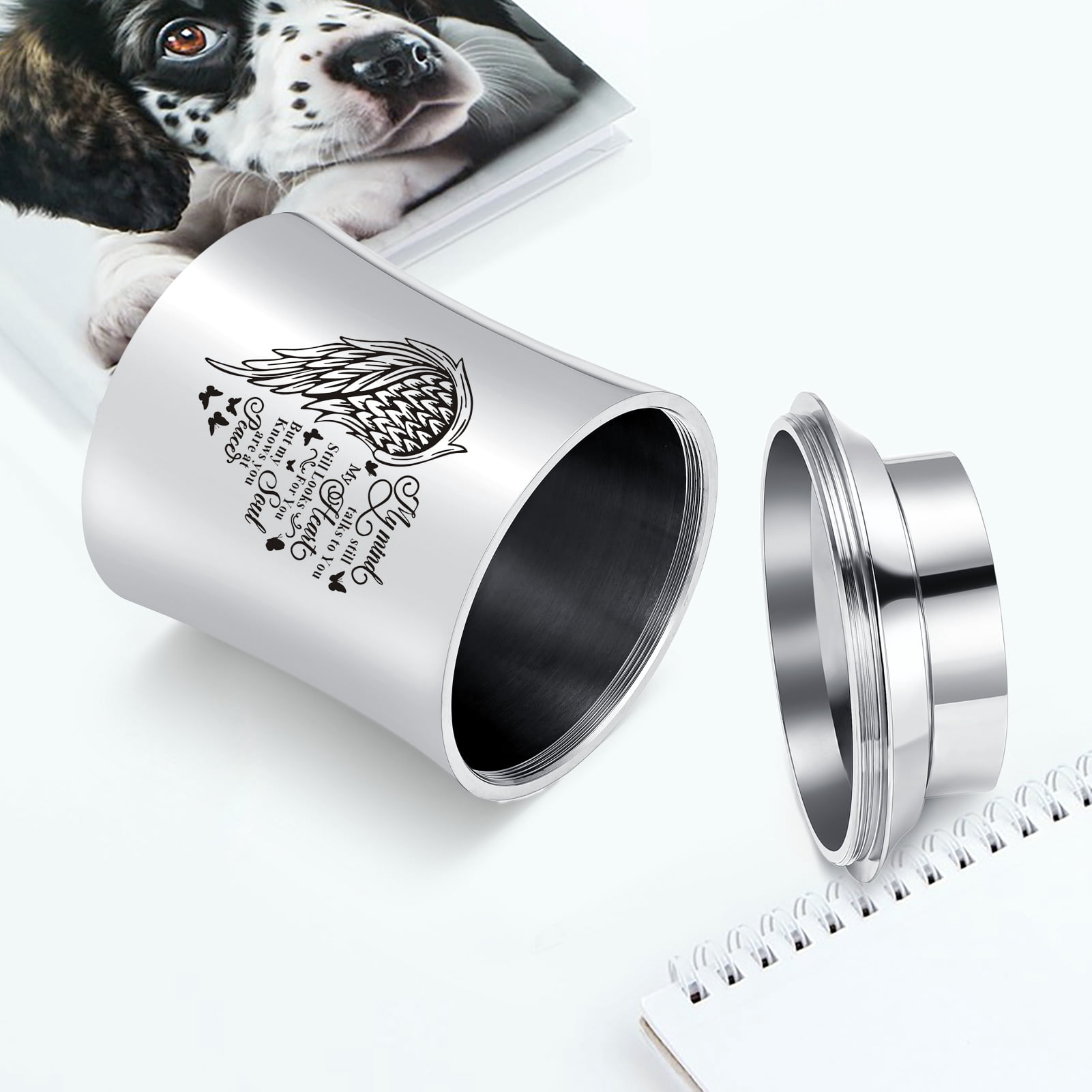 3.93 Inches Small Urn for Human / Pet Ashes Small Keepsake Urn Heart /Tree Of Life / Paw Angel Wings Pattern Memorial Ashes Container Stainless Steel Mini Cremation Urn
