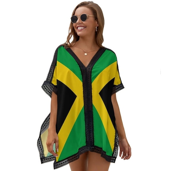 Flag of Jamaica Printed Women's Swimsuit Cover Up Summer Swimsuit Dress