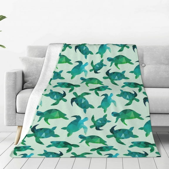 Rateoe Green Sea Turtle Print Fuzzy Fleece Throw Blanket Extra Large,Super Soft,Fluffy and Warm Blankets for Couch,Bed,All Season Use (40"x30")