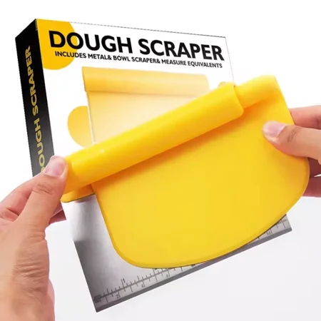 

Stainless Steel Bench Scraper 2-in-1 Dough w Scale-Roll Handle Bake Tool