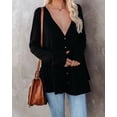 thumbnail image 4 of U.Vomade Cardigan Classique à Manches Longues Boutonné avec Fente Plissée pour Femmes, 4 of 6