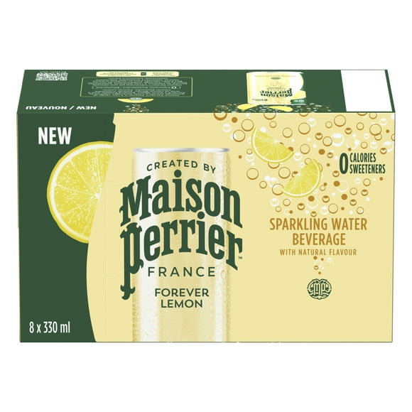 Maison Perrier Forever Lemon, Sparkling Water Beverage, Natural Lemon Flavour, No Calories, No Sweeteners, No Sodium, Sourced & Bottled In France 2.64, 2.64LTR