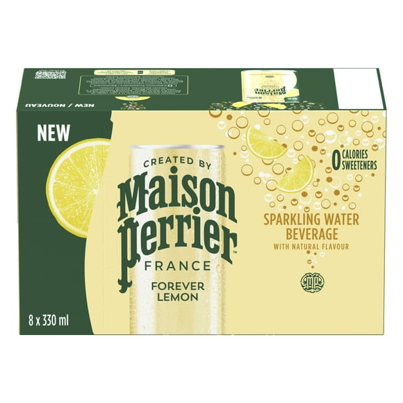 Maison Perrier Infiniment Citron, boisson à l’eau pétillante, arôme naturel de citron, sans calorie, sans édulcorant, sans sodium, recueillie et embouteillée en France 2.64 2.64LTR