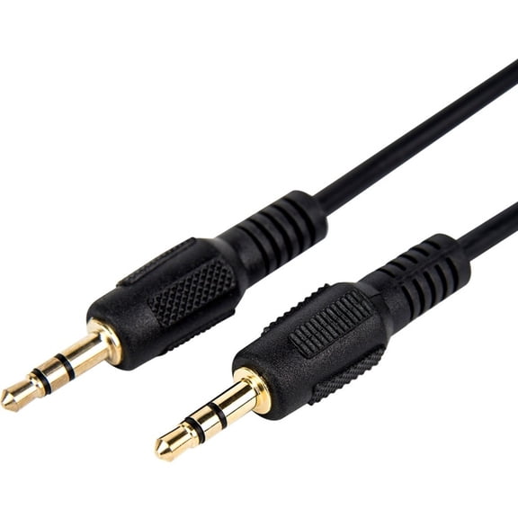 Rocstor Y10C210-B1 1Ft Slim 3.5Mm Stereo Cable Male To Male Gold Plated Black