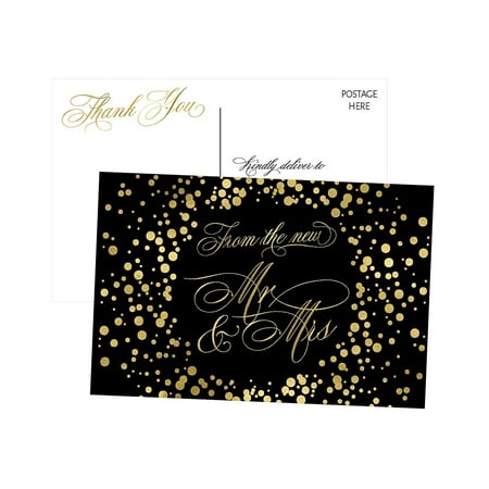 50 4x6 Black Gold Modern Thank You Postcards Bulk Cute Blank 50 4x6 Black Gold Modern Thank You Postcards Bulk Cute Blank Cards From The New Mr And Mrs Thanks Note Card Stationery Set For Wedding Gifts