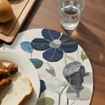 thumbnail image 3 of Navy Blue Green Floral Round 13 Inch Placemats Set of 6, Vintage Botanical Leaves HeatResistant Non Slip Place Mats for Dining Table, Wipeable Braided Kitchen Table Mats for Housewarming, 3 of 9
