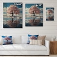 thumbnail image 4 of Designart "Pink Tree curious Reflections" Landscape Trees Print on Natural Pine Wood, 4 of 5