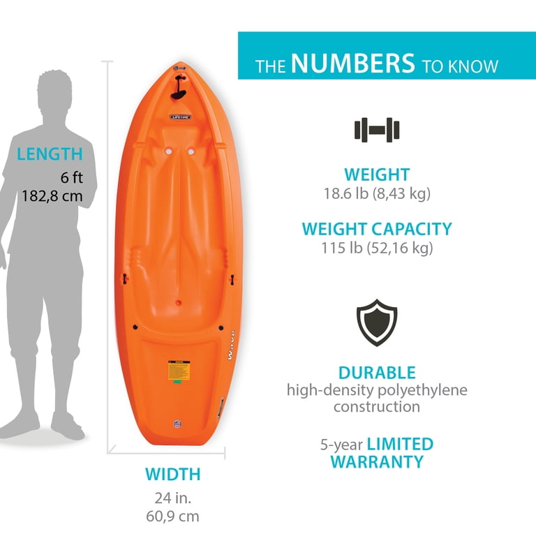 2 pack) Lifetime Wave Youth 6 ft Sit-On-Top Kayak with Paddle