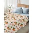 thumbnail image 4 of Summer Peach King Size Flat Sheet, Wrinkleproof & Fadeproof Cooling Flat Bed Sheet Only, Tropical Fruit Rustic Flowers Watercolor Breathable Soft Bedding Top Sheets 105 x 98 Inches, 4 of 8