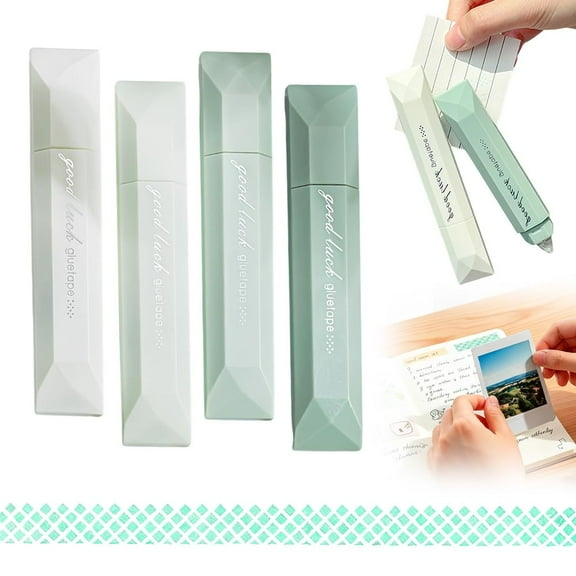 5Pcs Double Sided Tape Pens, 2026 New Multipurpose Double Sided Tape Roller for Scrapbooking, Gift Wrapping, Photo Mounting, Gradient Color DIY Handwork Glue Stick for School Office & Crafts (Green)