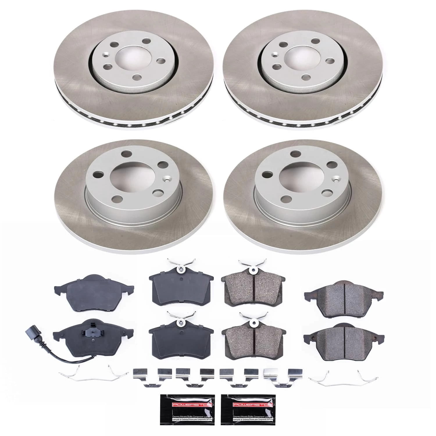 PowerStop Front and Rear Semi-Coated Rotor and Low-Dust Ceramic Brake Pad Kit SC899