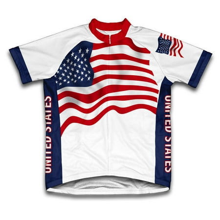 United States Flag Short Sleeve Cycling Jersey  for Men - Size