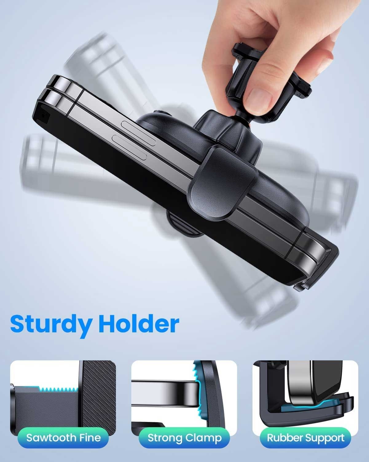 Air Vent Car Mount for iPhone 16/Pro/Max/Plus - Phone Holder Swivel Cradle Strong Grip AC Louver